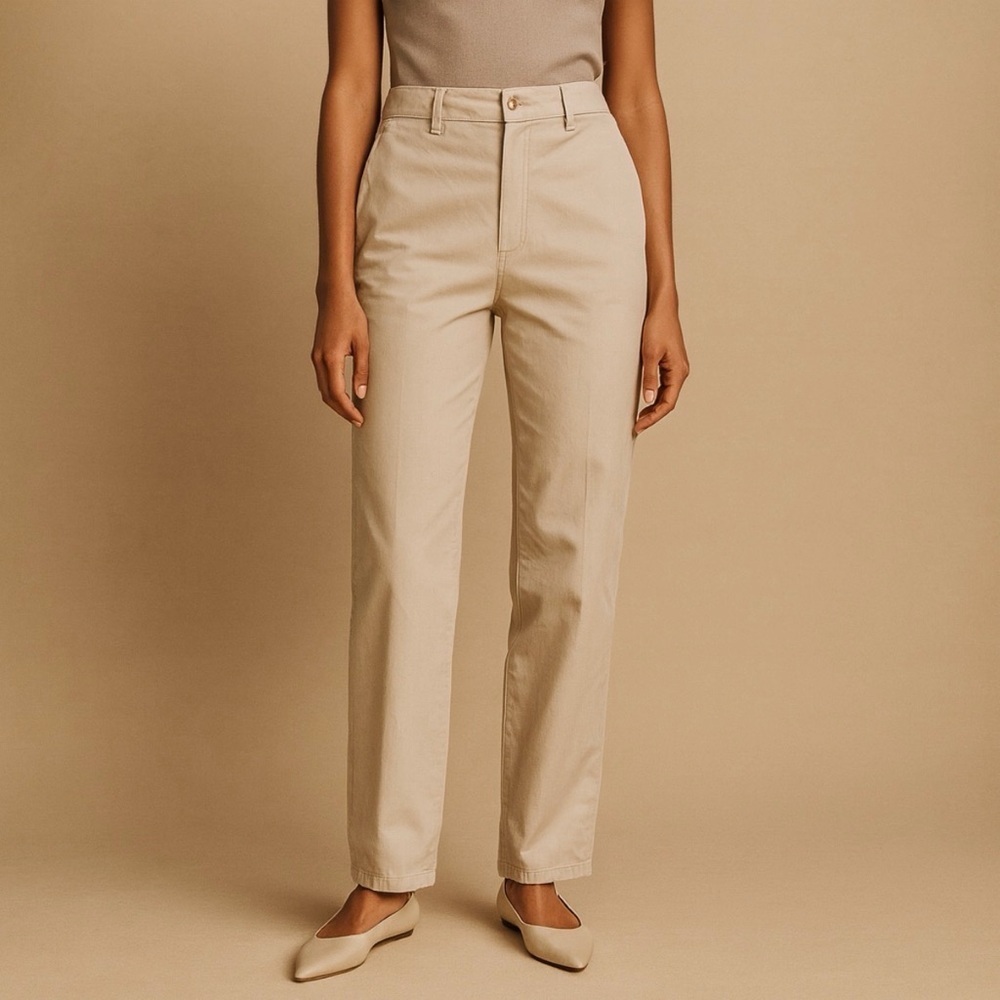 Izod American Utility Cotton Twill Chino Pants Tan/Beige Women Size 10R